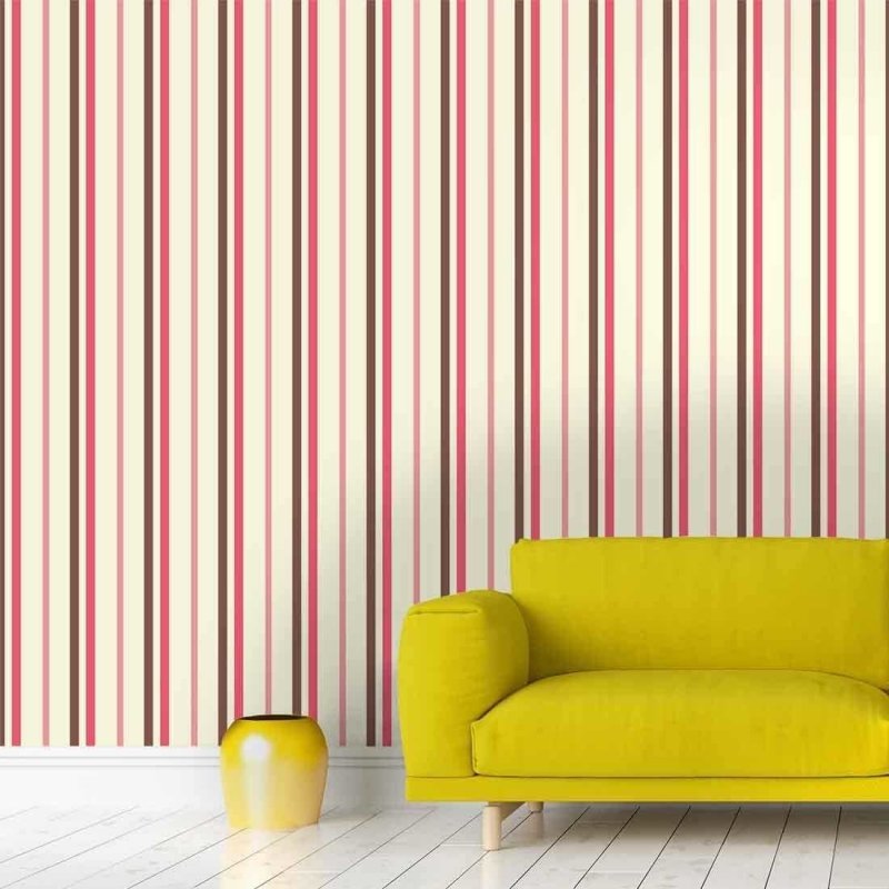 Papel de Parede Adesivo Listrado Rosa e Marrom 144857233 - Papel na Parede