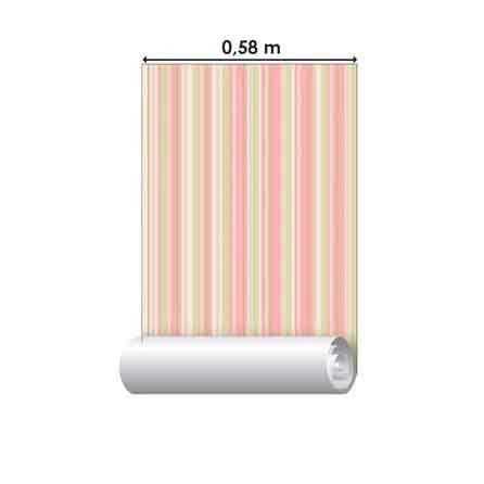 Papel de Parede Adesivo Listrado Rosa e Verde 1201 - Papel na Parede