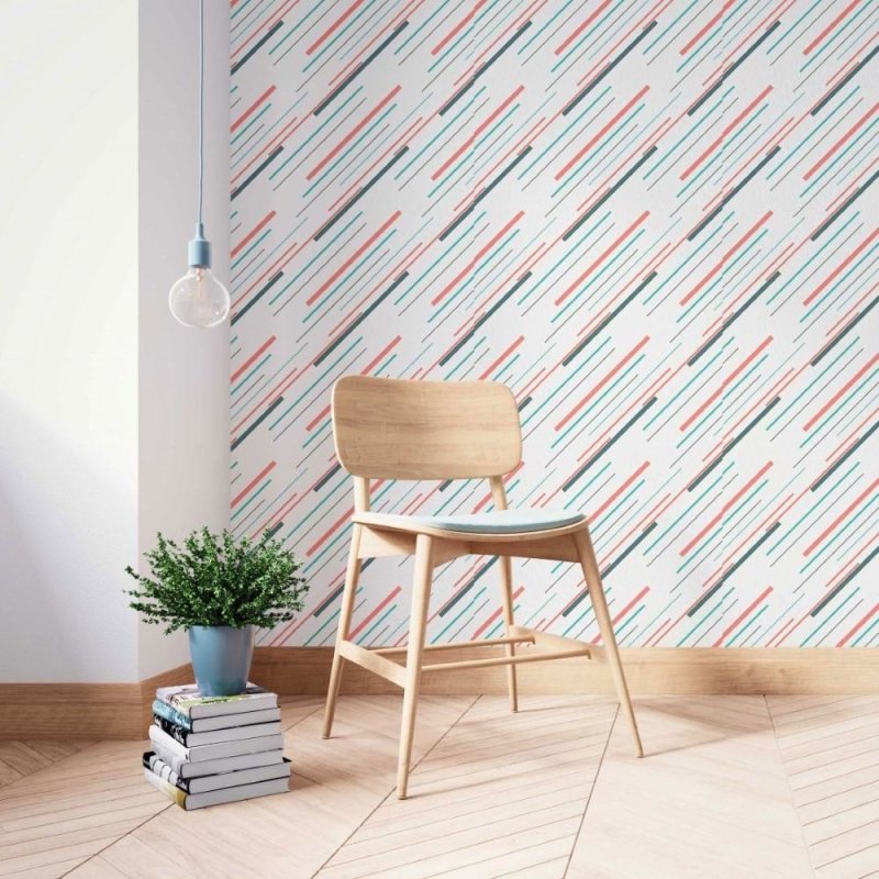 Papel de Parede Adesivo Listrado Tracejado N014014 - Papel na Parede