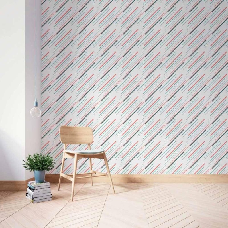 Papel de Parede Adesivo Listrado Tracejado N014014 - Papel na Parede