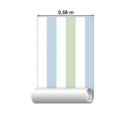 Papel de Parede Adesivo Listrado Verde Azul 78621 - Papel na Parede