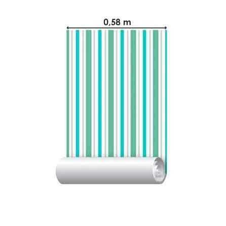 Papel de Parede Adesivo Listrado Verde e Branco 3325 - Papel na Parede