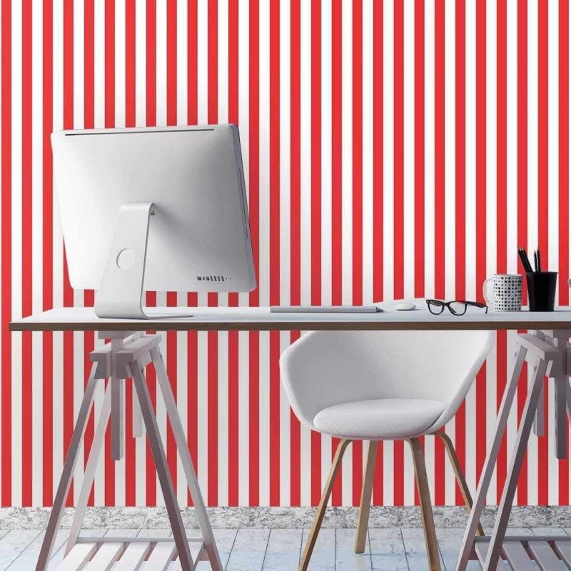 Papel de Parede Adesivo Listrado Vermelho 598 - Papel na Parede