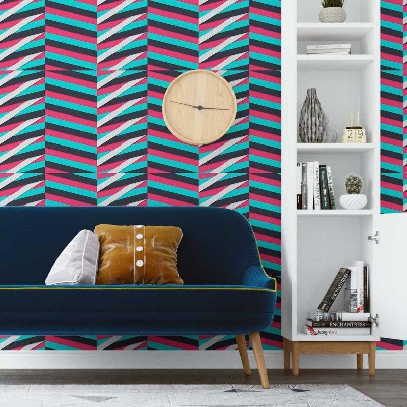 Papel de Parede Adesivo Listras Abstratas Neon N07098 - Papel na Parede