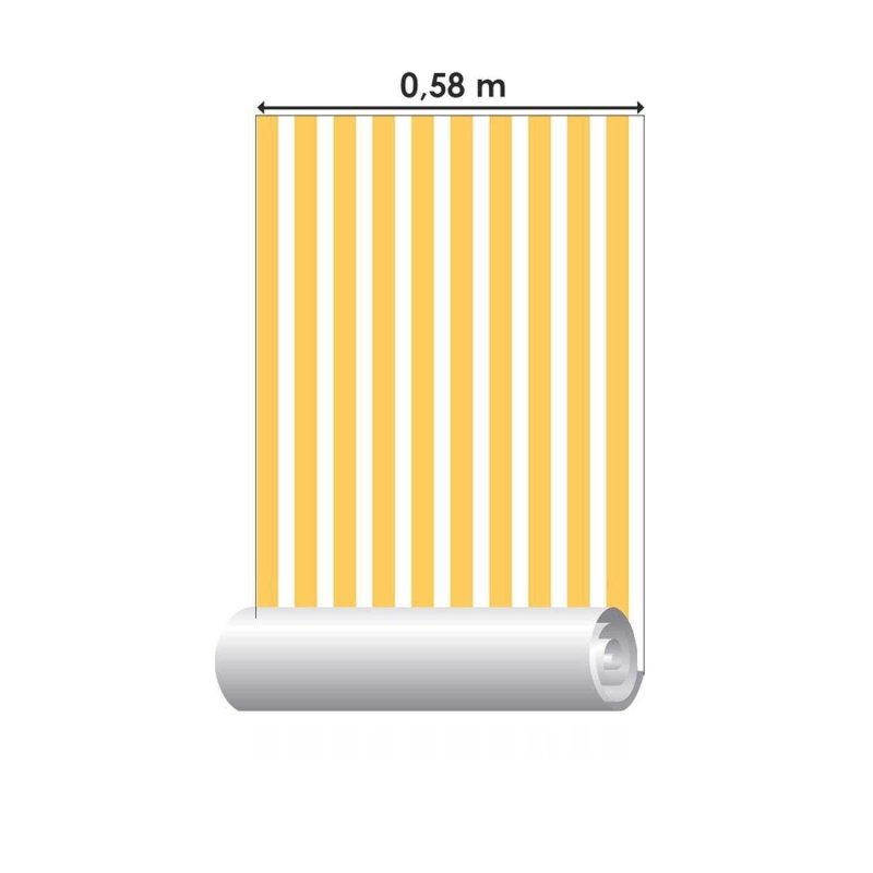 Papel de Parede Adesivo Listras Amarelo e Branco N06278 - Papel na Parede