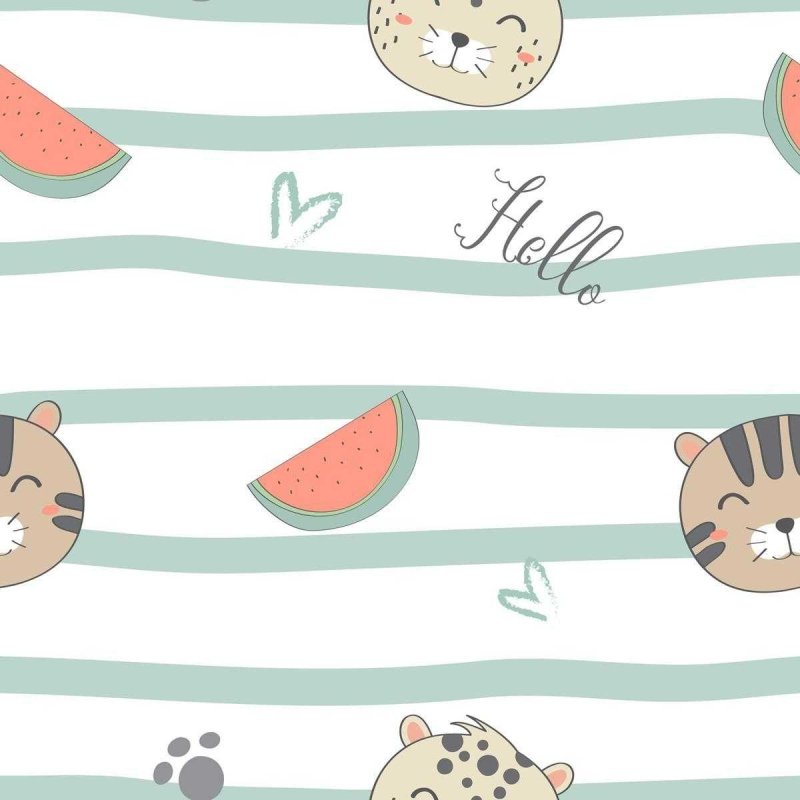 Papel de Parede Adesivo Listras com Gatos N04073 - Papel na Parede