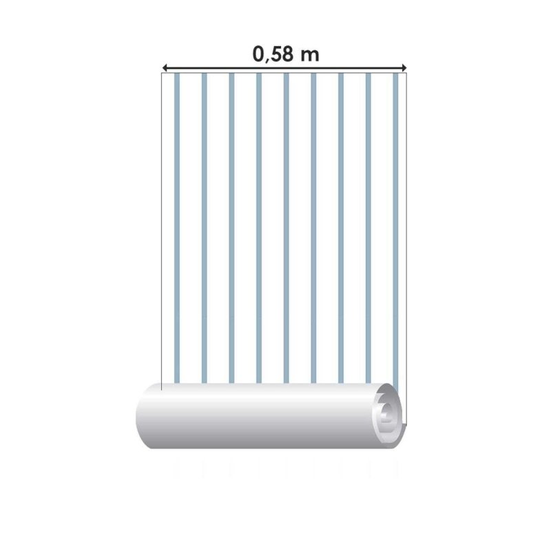 Papel de Parede Adesivo Listras Finas Azul e Branco N06268 - Papel na Parede