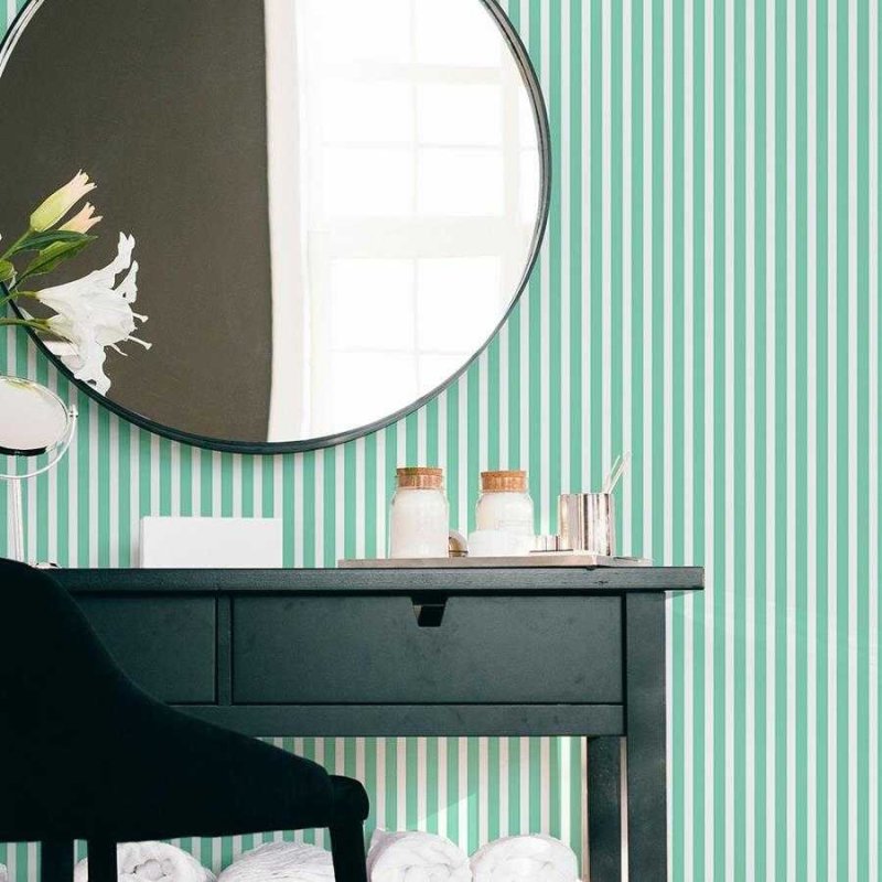 Papel de Parede Adesivo Listras Verde e Branco N06276 - Papel na Parede