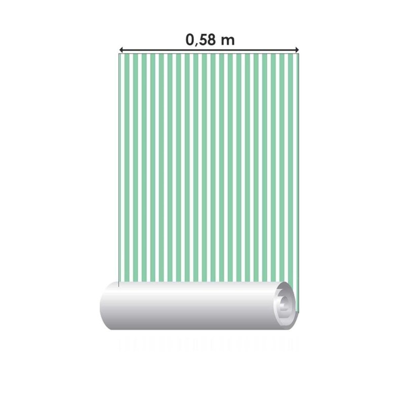 Papel de Parede Adesivo Listras Verde e Branco N06276 - Papel na Parede