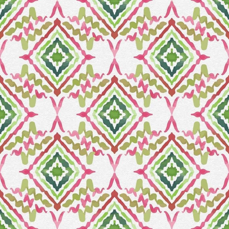 Papel de Parede Adesivo Losangos Abstratos Rosa e Verde N07082 - Papel na Parede