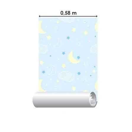 Papel de Parede Adesivo lua estrela azul 432799906 - Papel na Parede