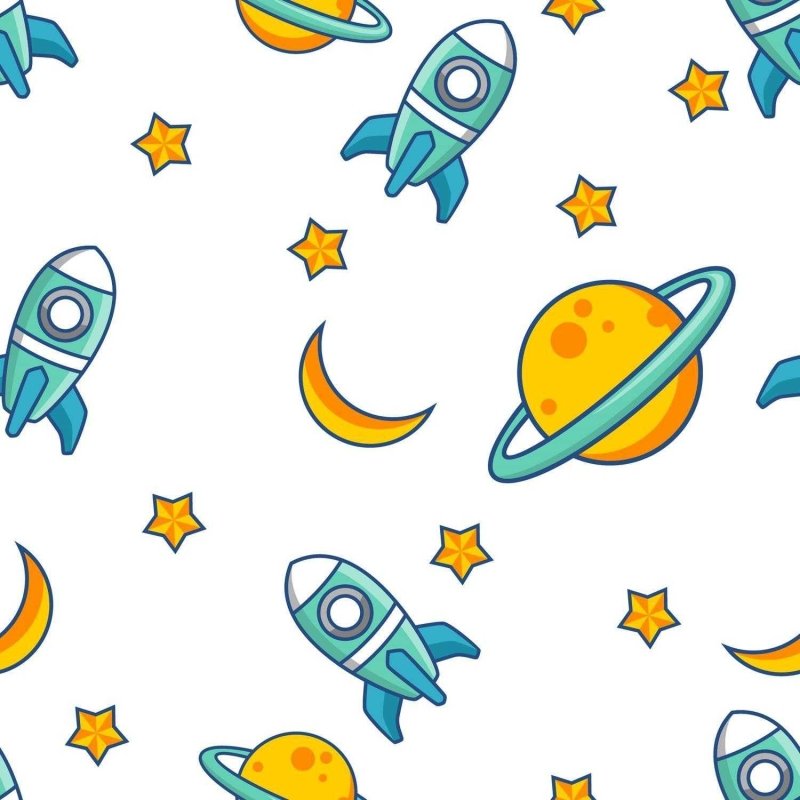 Papel de Parede Adesivo Lua, estrela, foguete N03127 - Papel na Parede