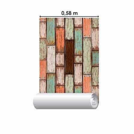 Papel de Parede Adesivo madeira antiga colorida 236350894 - Papel na Parede