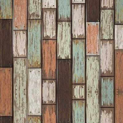 Papel de Parede Adesivo madeira antiga colorida 236350894 - Papel na Parede