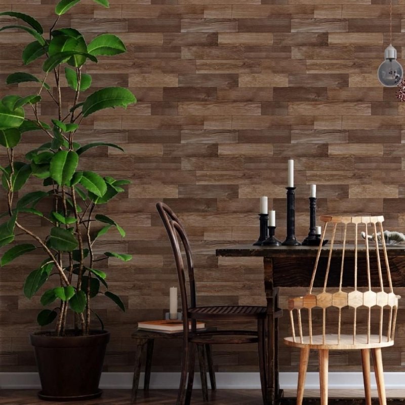 Papel de Parede Adesivo Madeira Marrom N012085 - Papel na Parede