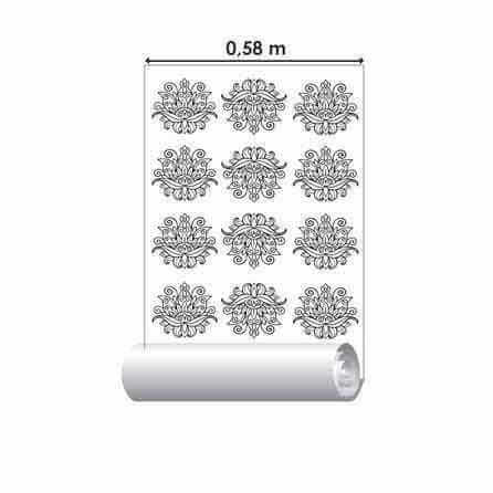 Papel de Parede Adesivo Mandala Preto Branco Colorir 78543 - Papel na Parede