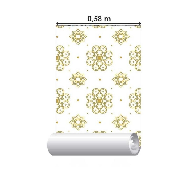 Papel de Parede Adesivo Mandalas Branco e Mel N05080 - Papel na Parede