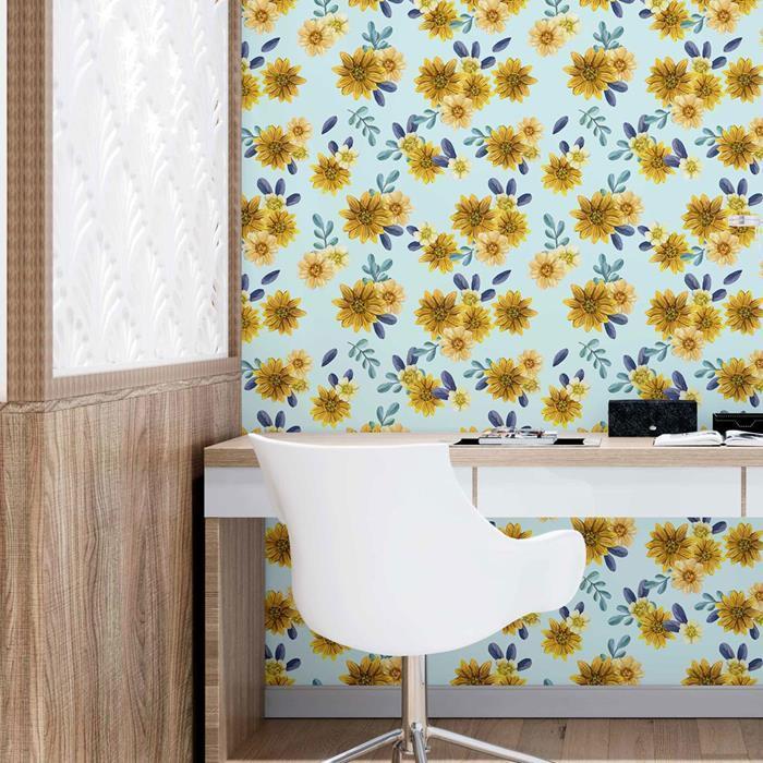 Papel de Parede Adesivo Margaridas em Aquarela N09043 - Papel na Parede