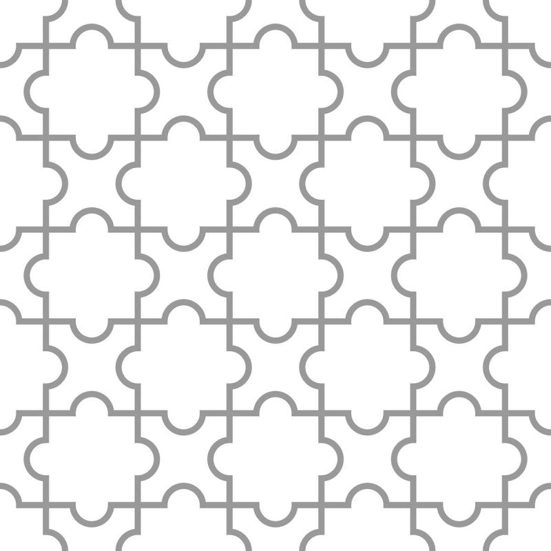 Papel de Parede Adesivo Marroquino Cinza e Branco N05262 - Papel na Parede