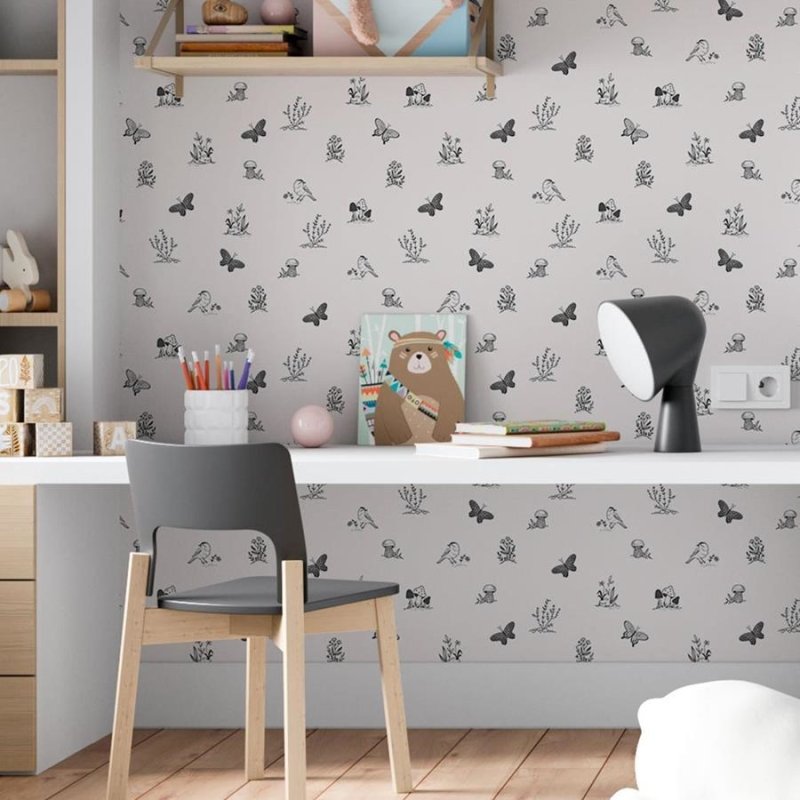 Papel de Parede Adesivo Minimalista Animais Plantas N06089 - Papel na Parede