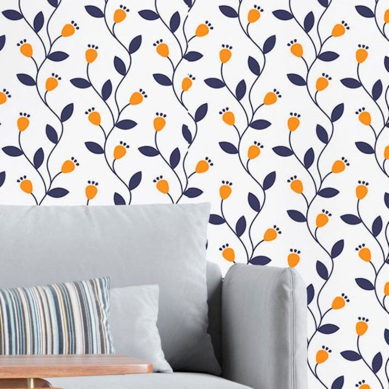 Papel de Parede Adesivo Minimalista Folhas N016040 - Papel na Parede