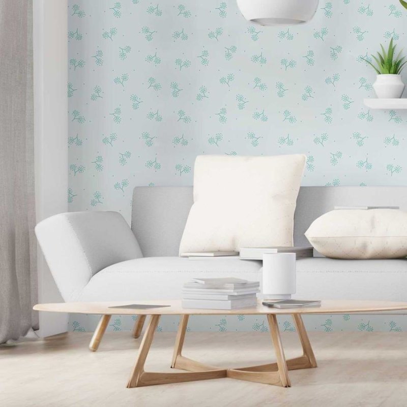 Papel de Parede Adesivo Minimalitsa Flores Verde N06132 - Papel na Parede