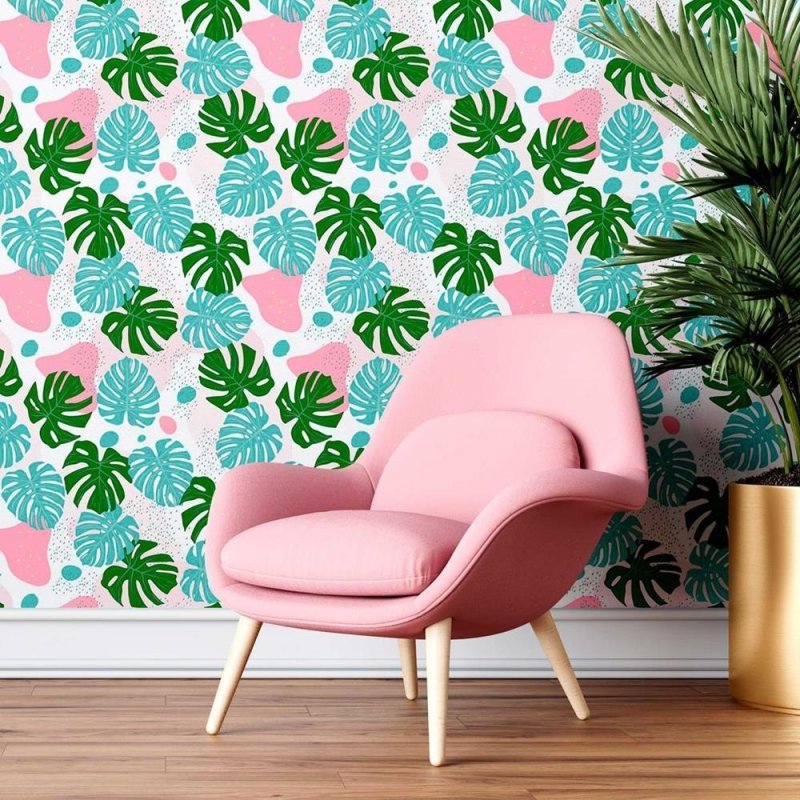 Papel de Parede Adesivo Monstera Tropical Colorido N08050 - Papel na Parede