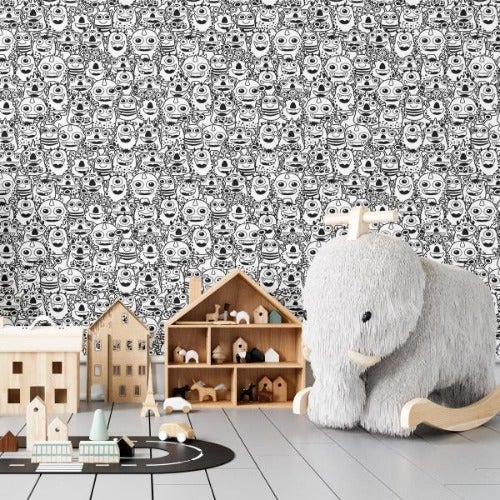 Papel de Parede Adesivo Monstros para Colorir N04079 - Papel na Parede
