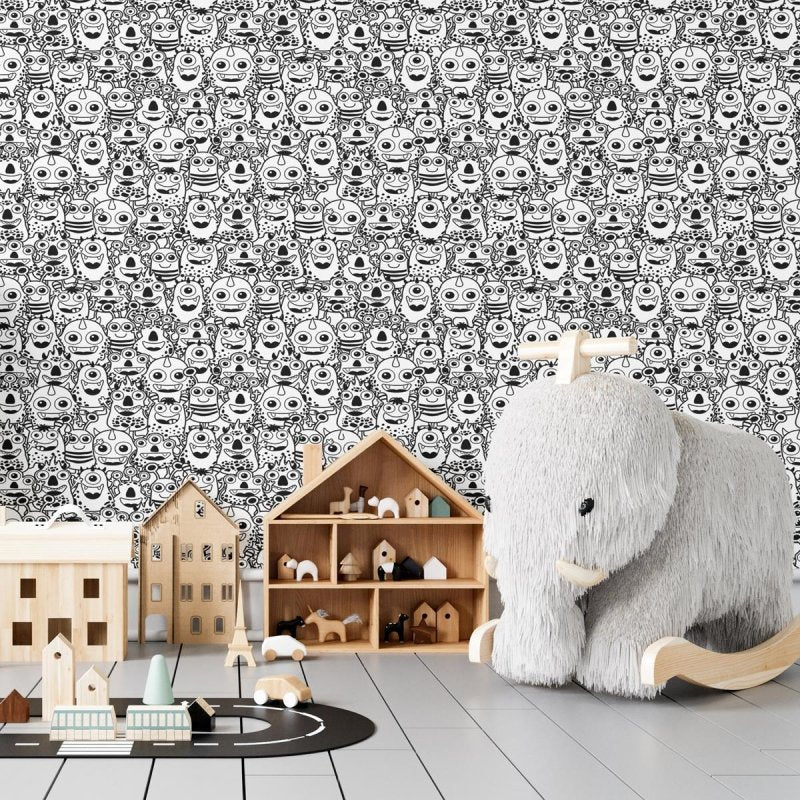 Papel de Parede Adesivo Monstros para Colorir N04079 - Papel na Parede