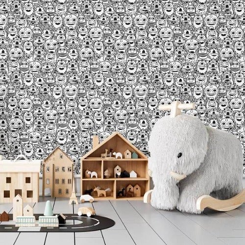 Papel de Parede Adesivo Monstros para Colorir N04079 - Papel na Parede