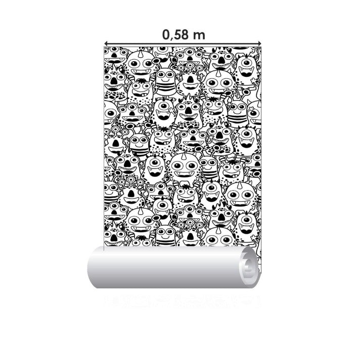 Papel de Parede Adesivo Monstros para Colorir N04079 - Papel na Parede