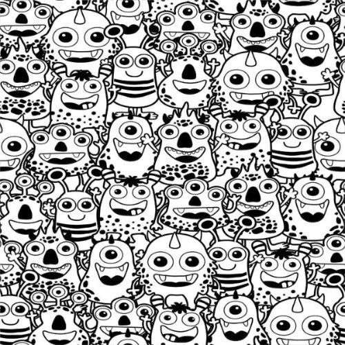 Papel de Parede Adesivo Monstros para Colorir N04079 - Papel na Parede