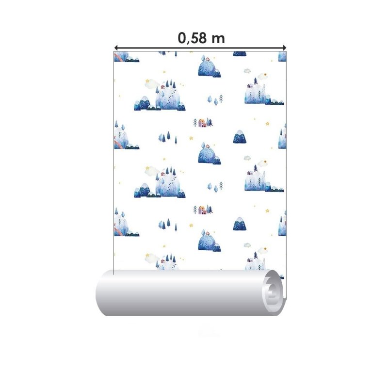Papel de Parede Adesivo Montanhas Geladas Aquarela N019081 - Papel na Parede