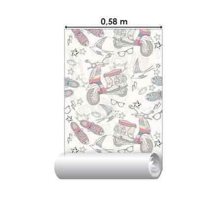 Papel de Parede Adesivo Moto Scooter Retrô 104055974 - Papel na Parede