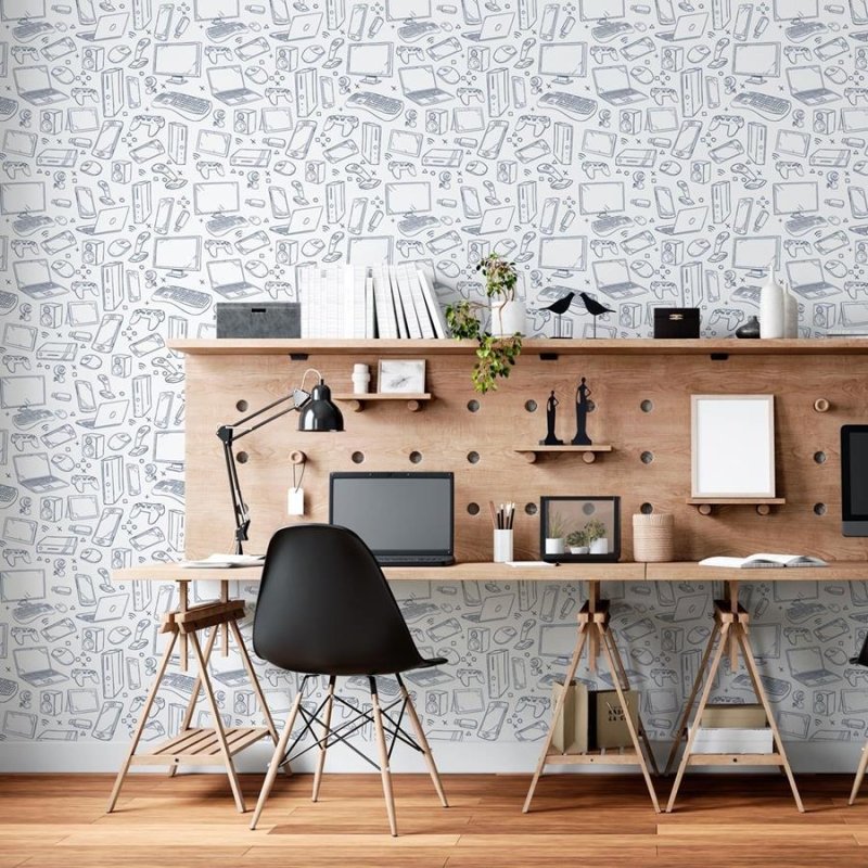 Papel de Parede Adesivo Mundo Digital Monocromático N06177 - Papel na Parede