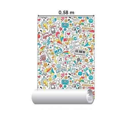 Papel de Parede Adesivo Música Colorido 0176 - Papel na Parede