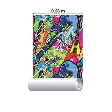 Papel de Parede Adesivo Música Guitarra Colorido 36109678 - Papel na Parede