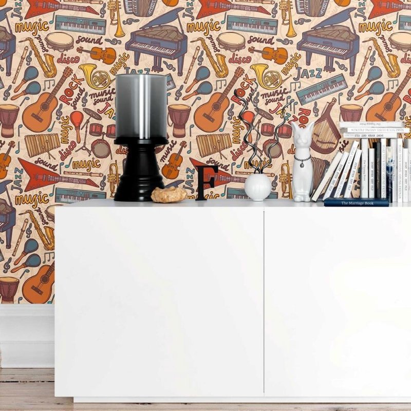 Papel de Parede Adesivo Musica Retrô N09058 - Papel na Parede
