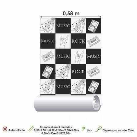 Papel de Parede Adesivo Música Rock 19250 - Papel na Parede