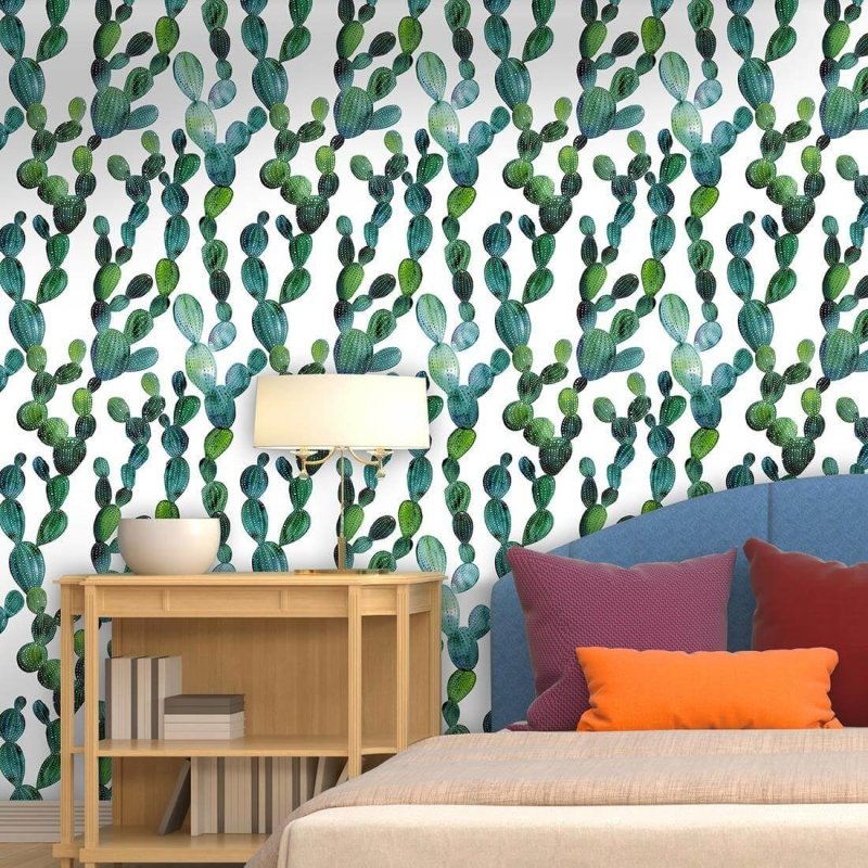 Papel de Parede Adesivo Natureza Cactos Branco463835858 - Papel na Parede