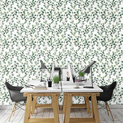 Papel de Parede Adesivo Natureza Folhas Branco 440690605 - Papel na Parede