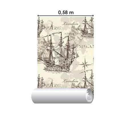 Papel de Parede Adesivo Navio Mapa Cidade 158415341 - Papel na Parede