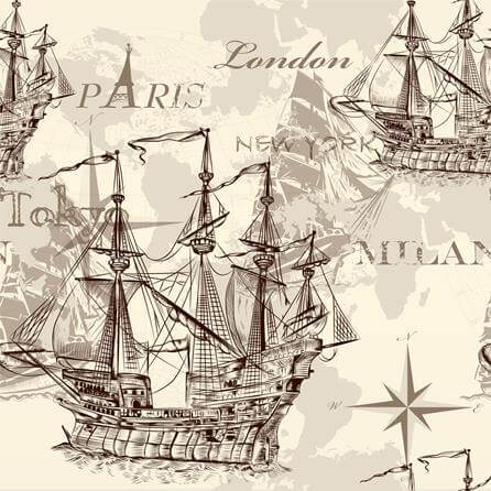 Papel de Parede Adesivo Navio Mapa Cidade 158415341 - Papel na Parede