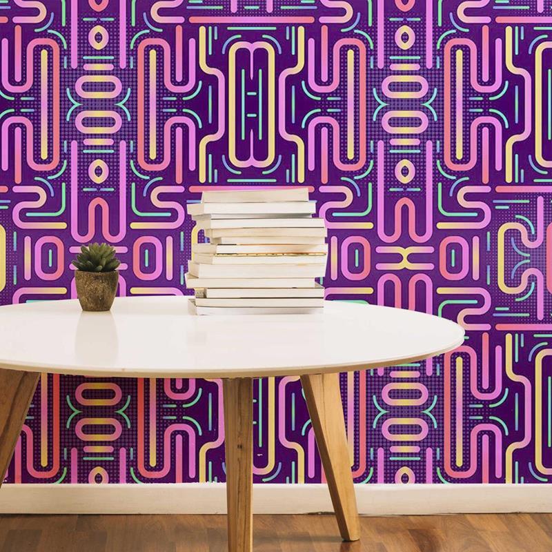 Papel de Parede Adesivo Neon Abstrato Retrô N05042 - Papel na Parede