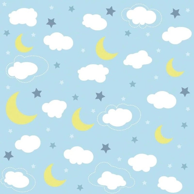 Papel de Parede Adesivo Nuvem Estrela Azul 188761154 - Papel na Parede