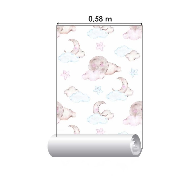 Papel de Parede Adesivo Nuvem, lua infantil N03128 - Papel na Parede