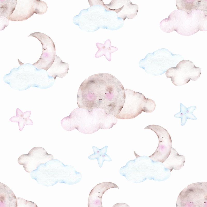 Papel de Parede Adesivo Nuvem, lua infantil N03128 - Papel na Parede