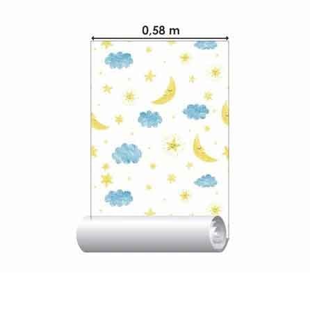 Papel de Parede Adesivo Nuvens e Estrelas 589039781 - Papel na Parede