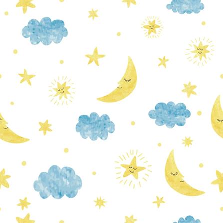 Papel de Parede Adesivo Nuvens e Estrelas 589039781 - Papel na Parede