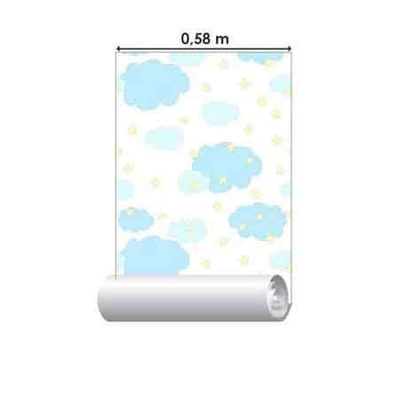 Papel de Parede Adesivo Nuvens e Estrelas Branco 86181088 - Papel na Parede